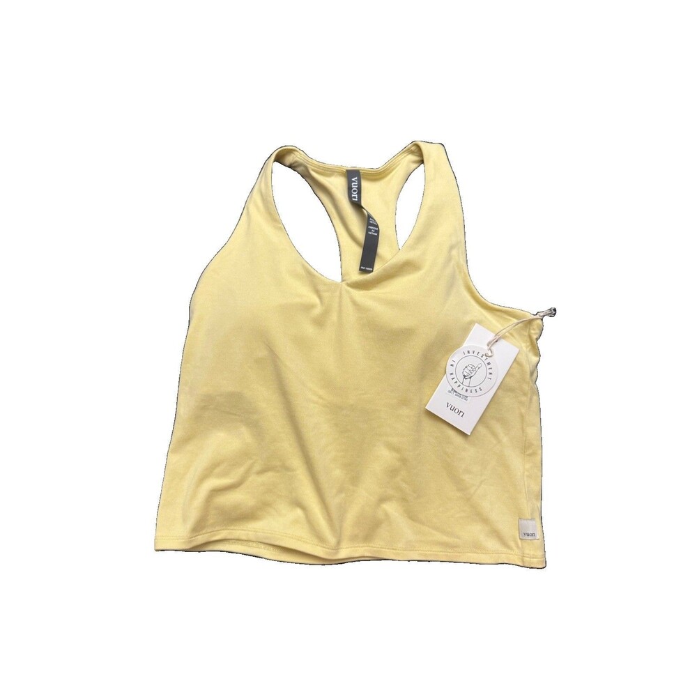 Vuori Halo Performance Crop Tank Top 2.0 Lemon Snap Heather Yellow Large New